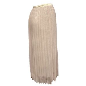 Coquette Long Pleated Skirt Champagne Chiffon Sparkle Lined Dress Womens